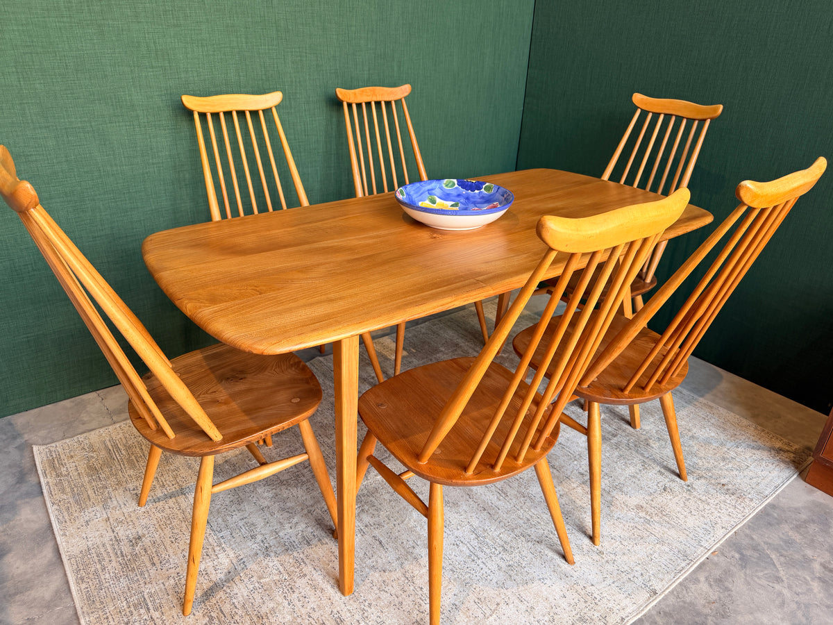 Ercol 382 Dining Table Set - 6 Ercol 369 Goldsmith Windsor Chairs
