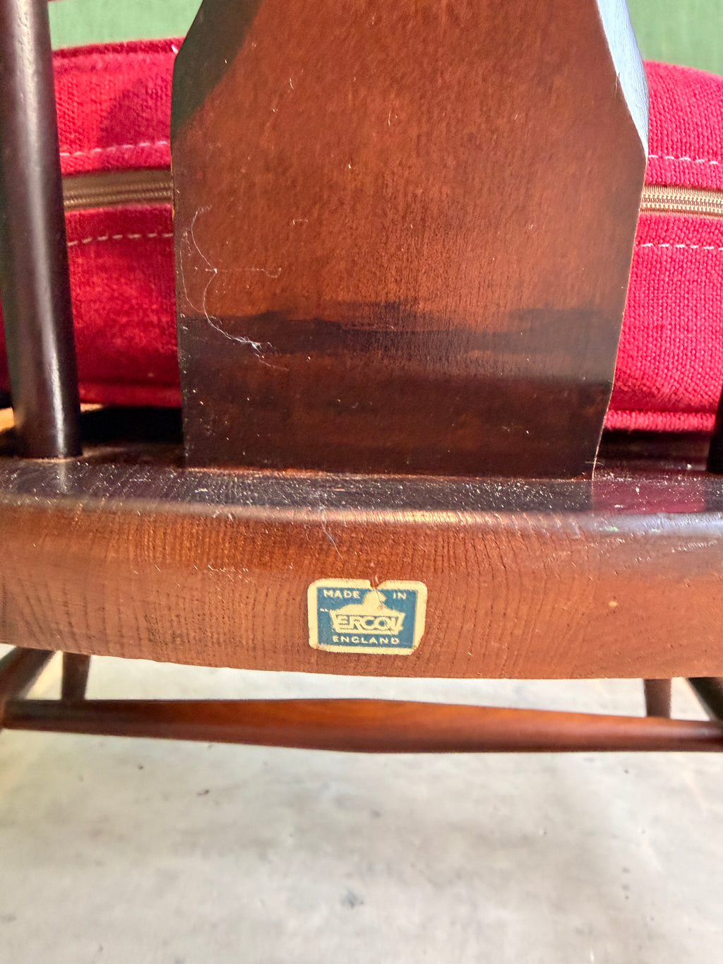 Ercol Windsor Fleur-de-Lys Tub Armchair Dark Wood and New Upholstery