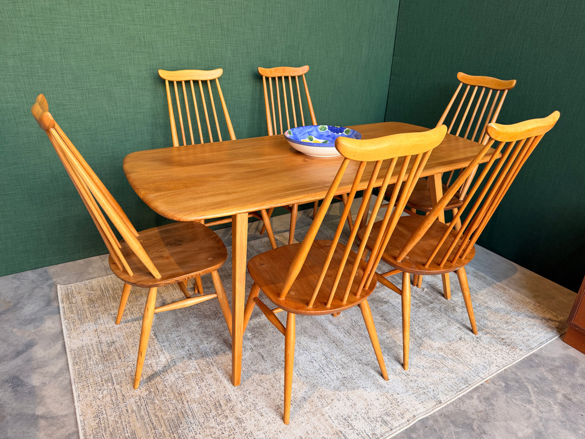 Ercol 382 Dining Table Set - 6 Ercol 369 Goldsmith Windsor Chairs